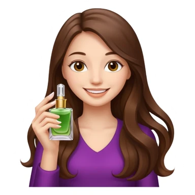 half body pretty long hair girl holding parfume with smile sticker