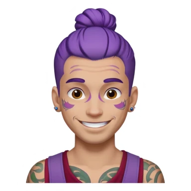 purple hair bun and lots of face tattoo guy sticker