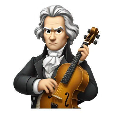Beethoven looking stern holding banjo sticker