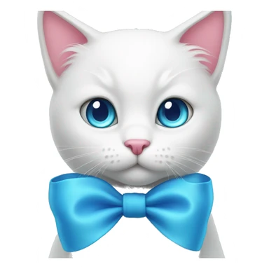 white cat with a pink bow and blue eyes sticker