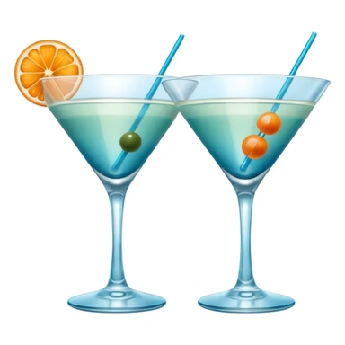 Create an two emoji of martini cocktail, cheers with blue lagoon cocktail sticker