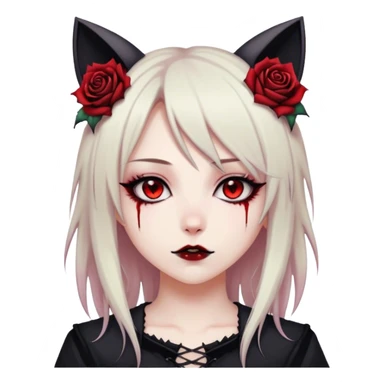 Bloody black rose anime gothic emo  beautiful gorgeous cool edgy cute lady with cat ears sticker