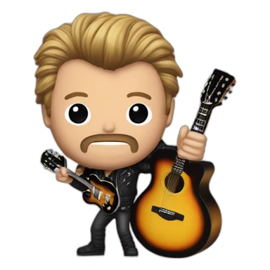 Johnny Hallyday avec une guitare less paul sticker