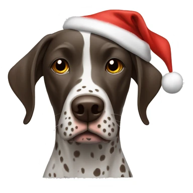 german short haired pointer with christmas hat on sticker