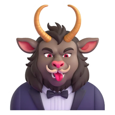 Beast from Beauty and the Beast with a human mouth and lips, keeping his horns, fur, and formal outfit sticker