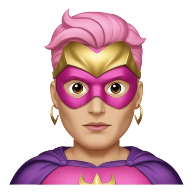 mask wearing man superhero pink with big earrings sticker