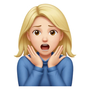 Girl crossing her arms with her hands around her neck while screaming sticker