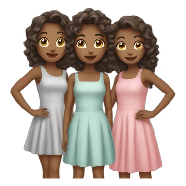 Three girls in dresses sticker