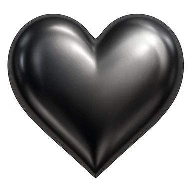 heart with a metallic gunmetal finish, digital illustration sticker