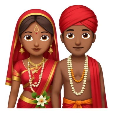 indian woman in saree and indian man in dhoti holding garlandrs sticker