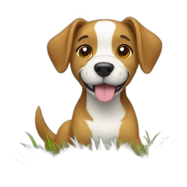 Dog in a grass sticker