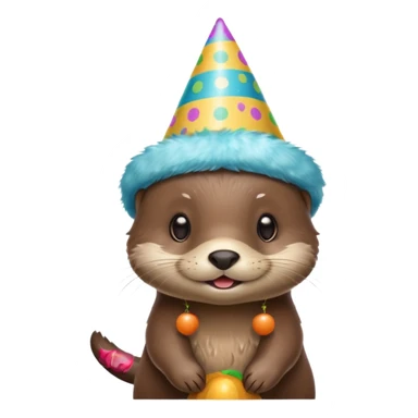 A baby otter wearing a small party hat  sticker