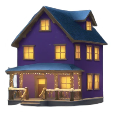 Nighttime house with christmas lights sticker