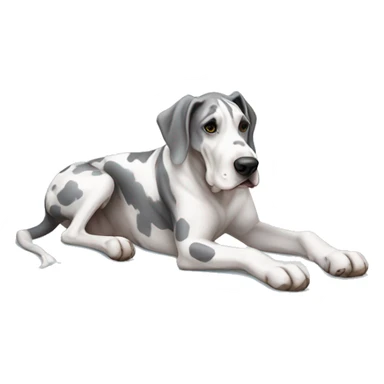 Gray and white harlequin Great Dane rolling over sticker