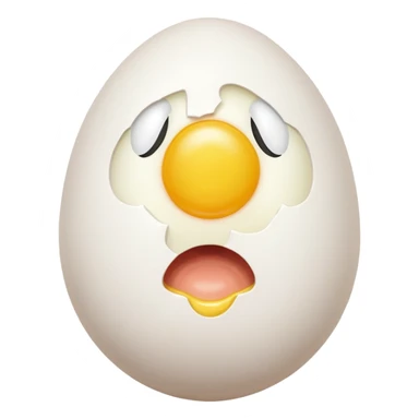 a egg with a weird face sticker