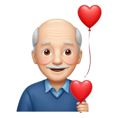 Grandpa floating with heart balloon sticker