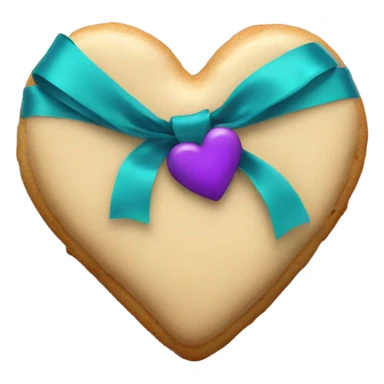 Cookie heart with teal purple ribbon loop sticker