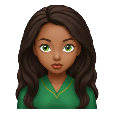 Logan Browning with dark brown long hair, green eyes sticker