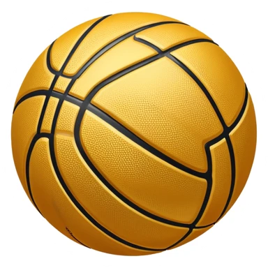 a golden basketball with classic black lines, shiny gold metal texture sticker