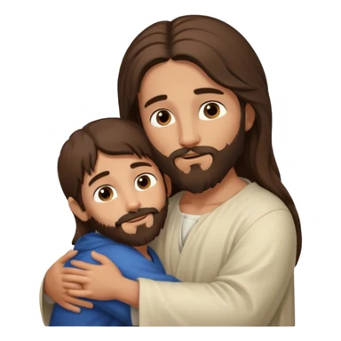Niño abrazando a Jesús de Nazareth sticker