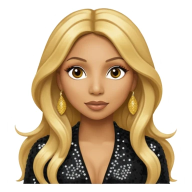 Tamar Braxton with long golden blonde hair, black sequin outfit sticker