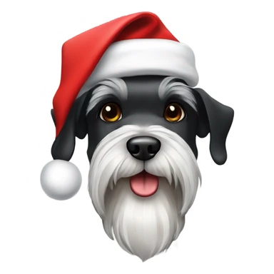 Black and white schnauzer with Santa hat sticker
