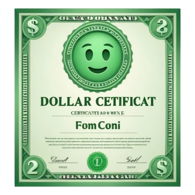 dollar certificate sticker