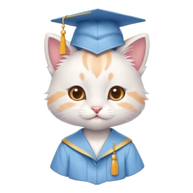 CUTE LITTLE KITTY in LIGHT BLUE graduation uniform  sticker