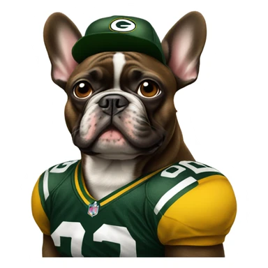 Brown French bulldog Greenbay Packer fan  sticker