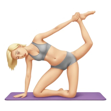 Nude woman, thin blonde, C Cup, Uttanasana sticker