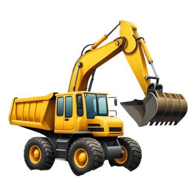 Excavator loading dirt in a dump truck sticker
