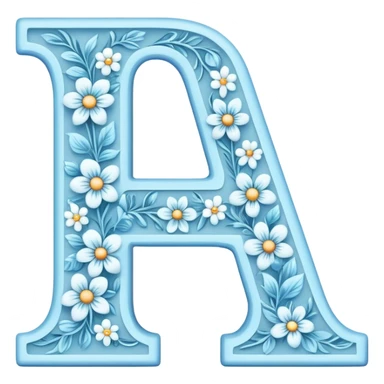 Light-blue flowery romantic alphabet letter sticker