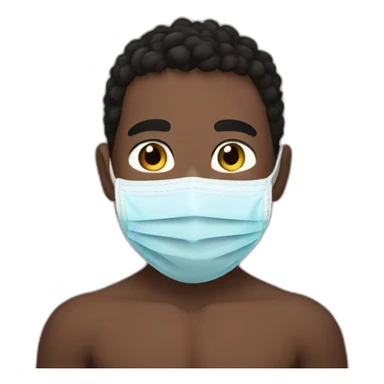 georgian boy wears a face mask shirtless looking to the right sticker