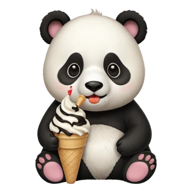 Panda eating ice cream sticker