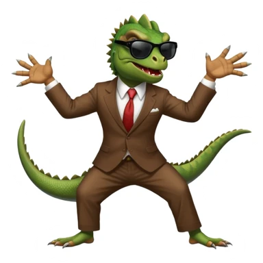 capitalist iguana banker godfather with black sunglasses breakdance scaring sticker