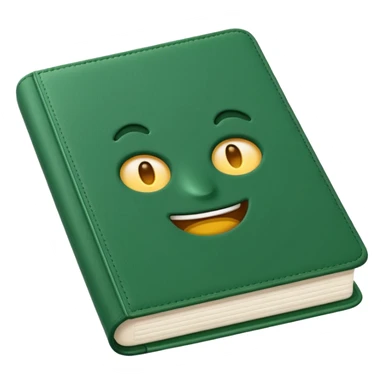 emoji of an open agenda with a green cover, visible pages, simple details sticker
