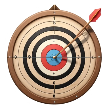 A close-up of a bowstring pulled taut with an arrow aimed at a target. The target's concentric rings are visible in the background, highlighting the focus and precision required for archery. The scene captures the grace and concentration of the sport. sticker