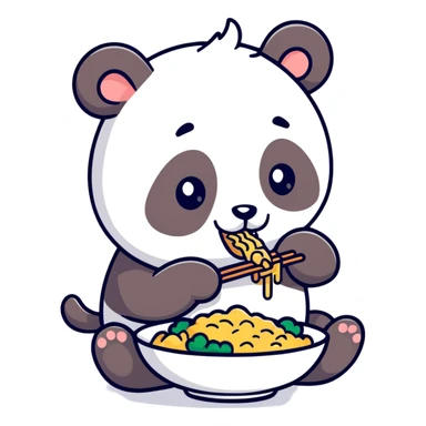 panda eating fried rice sticker