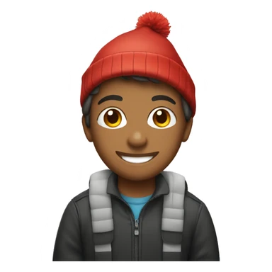 smiling boy in car interior Christmas hat sticker