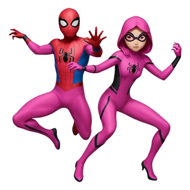 spider man and spider women pink sticker