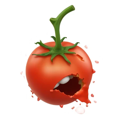  a smashed tomato, as if it had been thrown against a screen. The tomato should appear burst open, with juice splattered around sticker