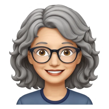 Femme 53 ans lunettes cheveux gris ondulés  sticker