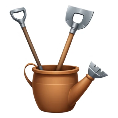 An icon featuring a shovel, pickaxe, and an ancient artifact like a broken pot, symbolizing the essentials of archaeology. The design focuses on the tools of excavation and discovery, recognizable look. Transparent background. sticker