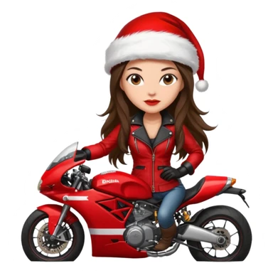 biker girl brune long hair moto christmas ducati sticker
