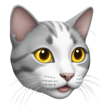 Gray and white cat with yellow eyes sticker