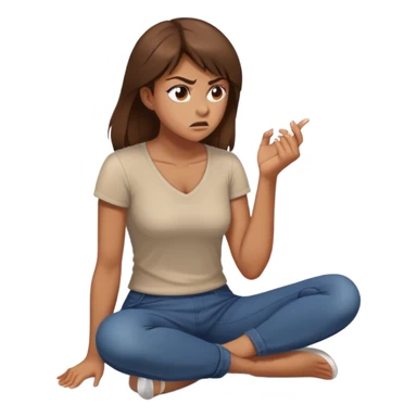 angry woman with brown hair sitting on a floor in profile avoiding conversation sticker