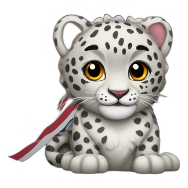snow leopard wrapped in the flag of the united kingdom sticker