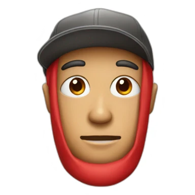 Red letter M with a face and a cap sticker