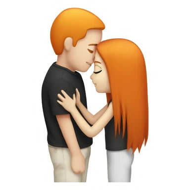 white skinned black straight haired boy and white skinned orange straight haired girl kissing sticker
