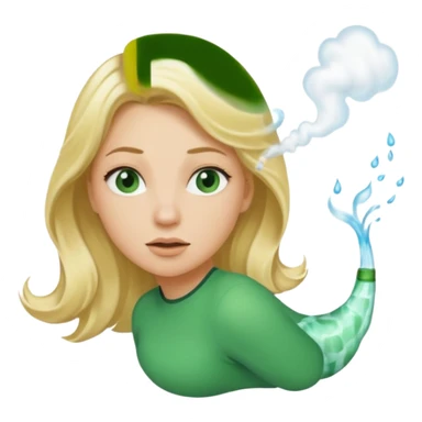 A sideways woman with blonde hair farting green gas sticker